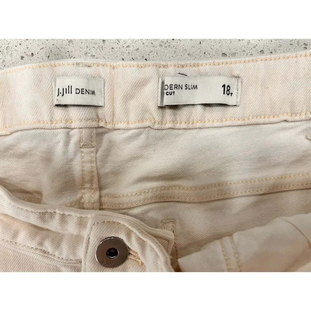 J Jill Denim Jeans Women Size 18T Cream/Off White Modern Slim Boot Cut Stretch - Picture 6 of 8